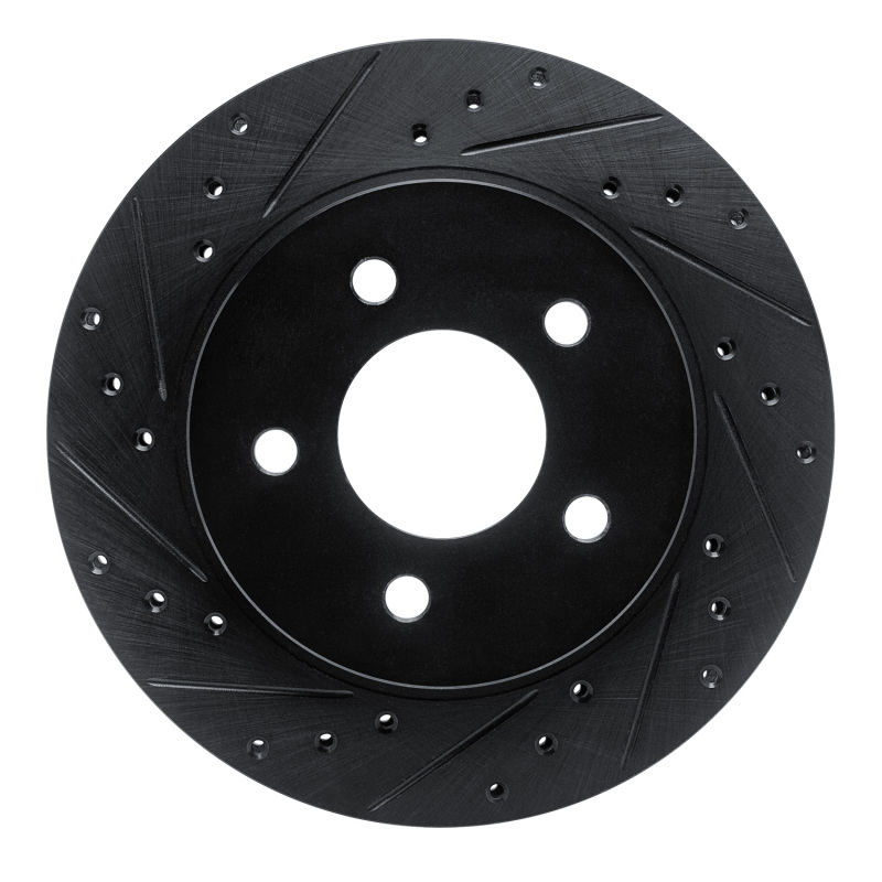 Picture of R1 82-90 Ford Mustang Rear Left Drilled & Slotted Black Brake Rotor