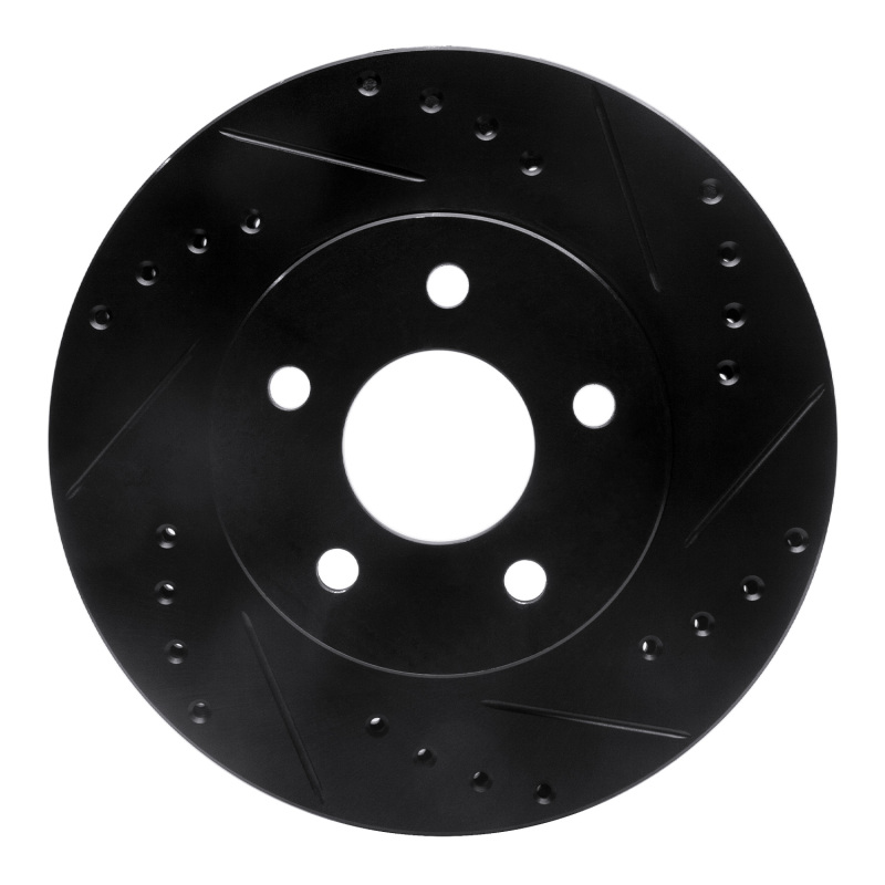 Picture of R1 89-90 Ford Thunderbird Front Right Drilled & Slotted Black Brake Rotor