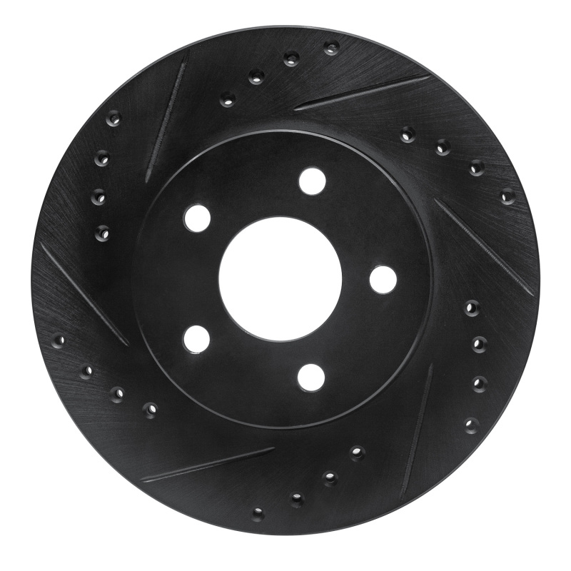 Picture of R1 89-90 Ford Thunderbird Front Left Drilled & Slotted Black Brake Rotor