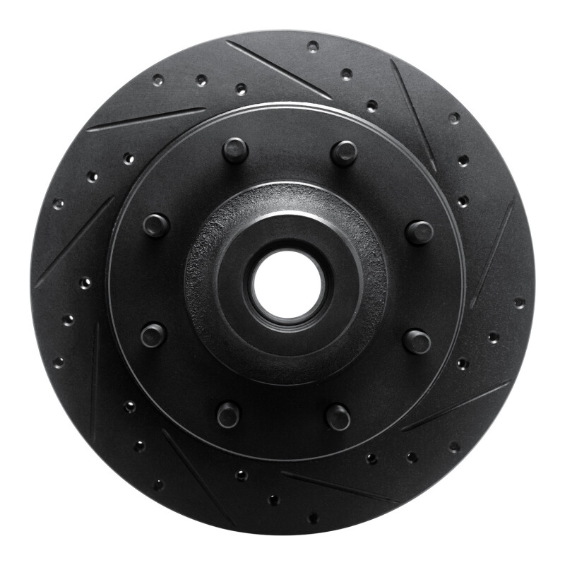 Picture of R1 73-79 Ford F-250 2WD (Excl Super Duty) Front Right Drilled & Slotted Black Brake Rotor
