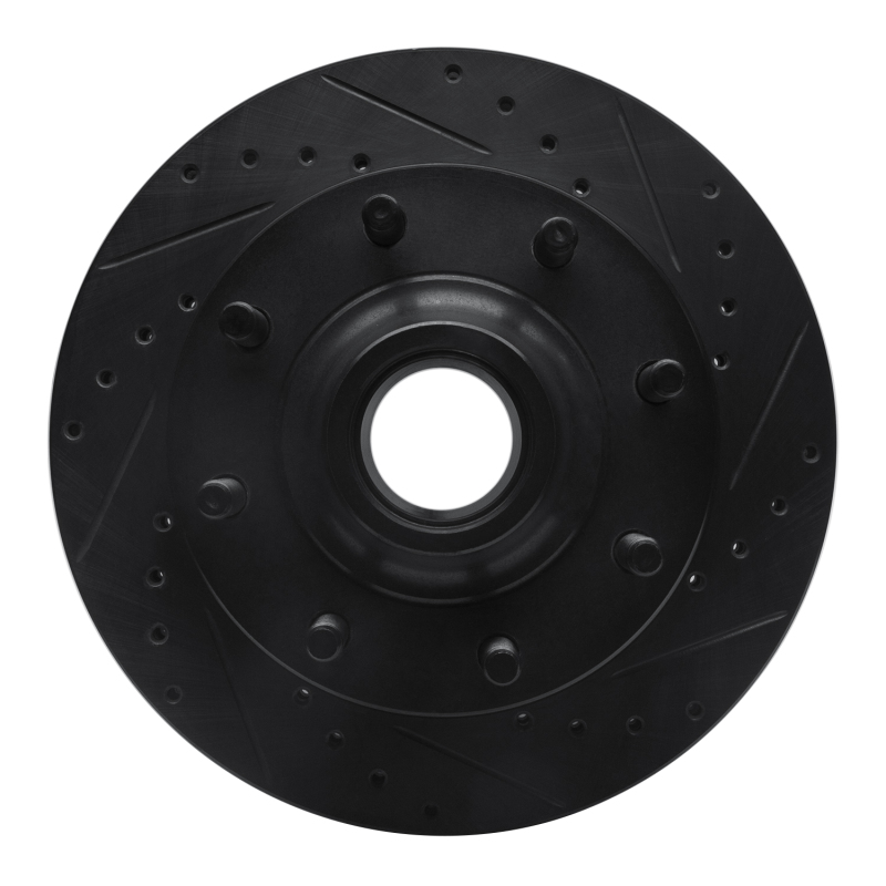 Picture of R1 80-85 Ford E-250 Econoline Club Wagon Front Right Drilled & Slotted Black Brake Rotor