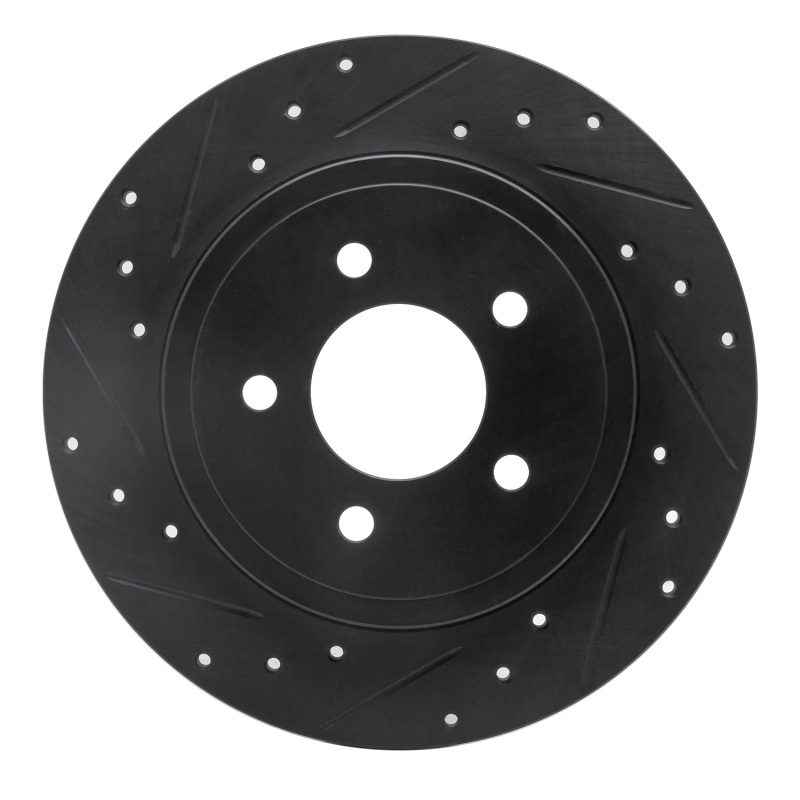 Picture of R1 05-08 Ford Escape Rear Left Drilled & Slotted Black Brake Rotor