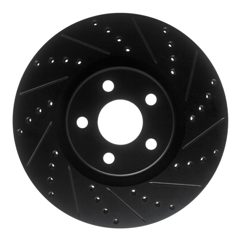 Picture of R1 17-20 Lincoln MKZ Front Right Drilled & Slotted Black Brake Rotor