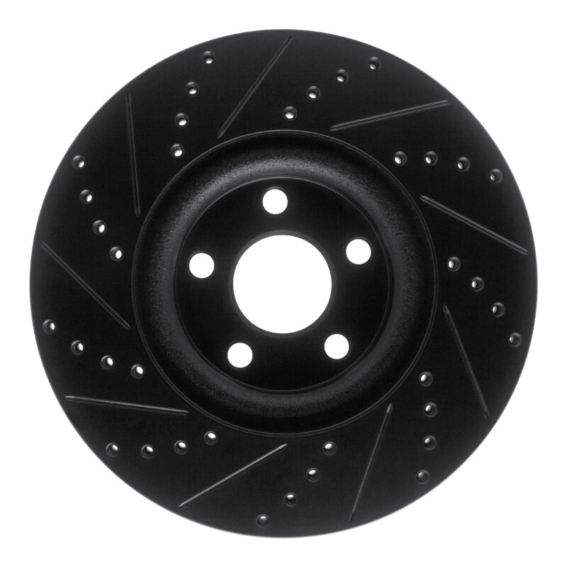 Picture of R1 17-20 Lincoln MKZ Front Right Drilled & Slotted Black Brake Rotor