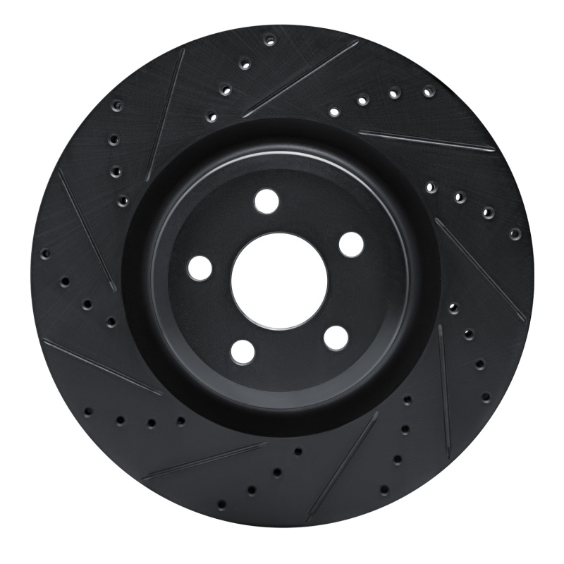 Picture of R1 19-24 Ford Edge Front Left Drilled & Slotted Black Brake Rotor