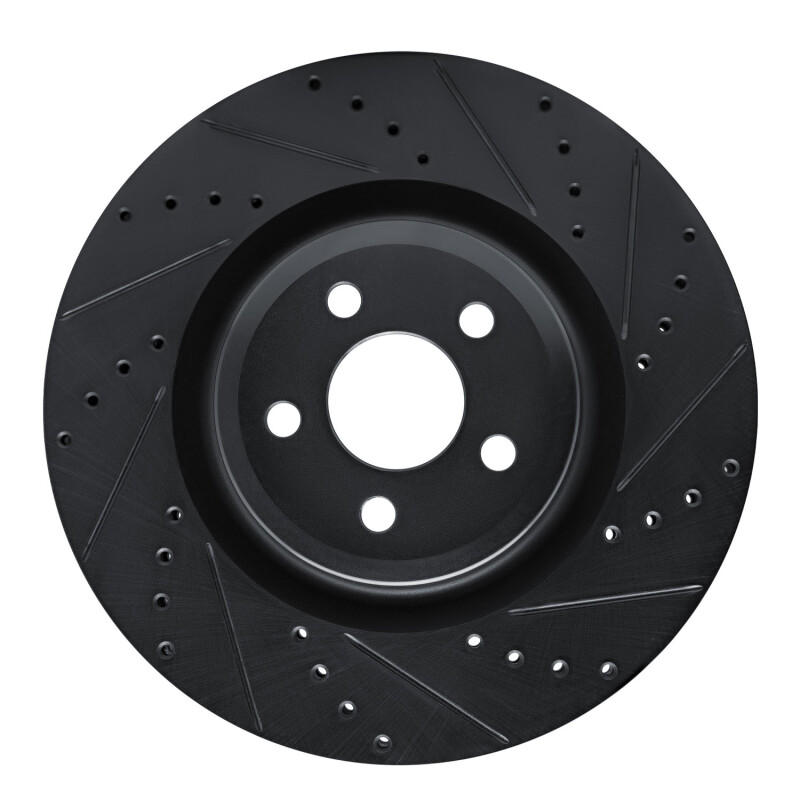 Picture of R1 19-24 Ford Edge Front Right Drilled & Slotted Black Brake Rotor