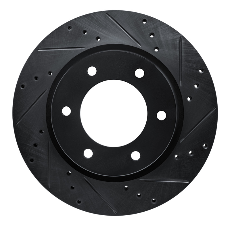 Picture of R1 19-25 Ford BRONCO Front Right Drilled & Slotted Black Brake Rotor