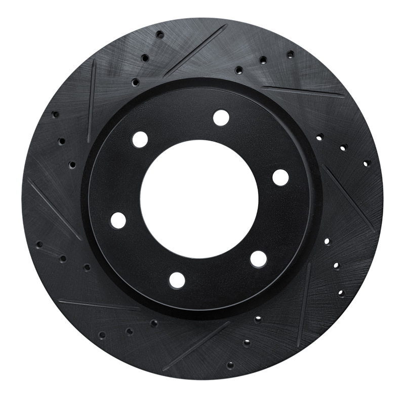 Picture of R1 19-25 Ford BRONCO Front Left Drilled & Slotted Black Brake Rotor