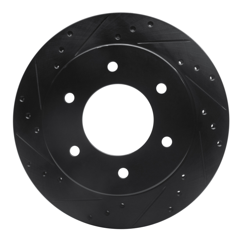 Picture of R1 19-25 Ford BRONCO Rear Left Drilled & Slotted Black Brake Rotor