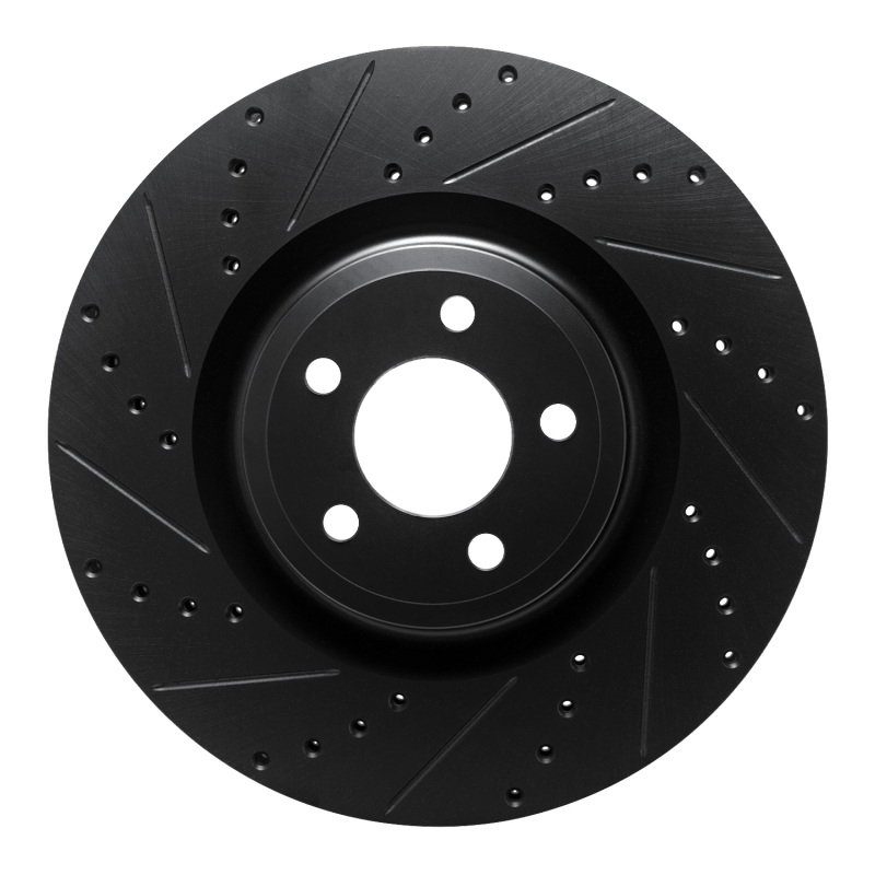 Picture of R1 20-25 Ford Police Interceptor Utility Front Left Drilled & Slotted Black Brake Rotor