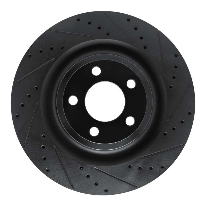 Picture of R1 20-25 Ford Police Interceptor Utility Rear Right Drilled & Slotted Black Brake Rotor