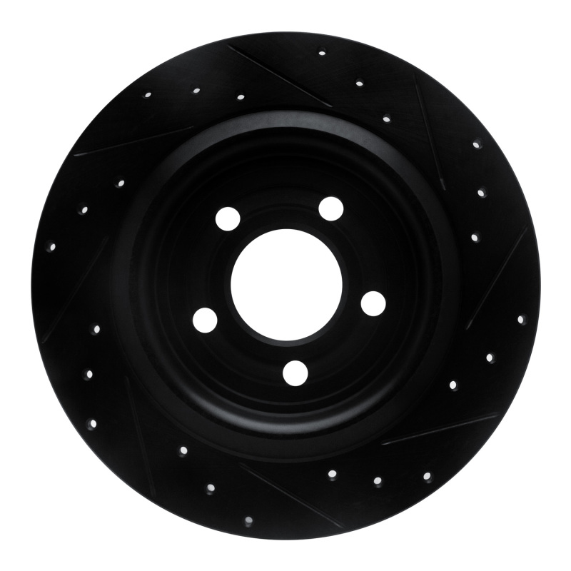 Picture of R1 20-25 Ford Mustang Rear Left Drilled & Slotted Black Brake Rotor