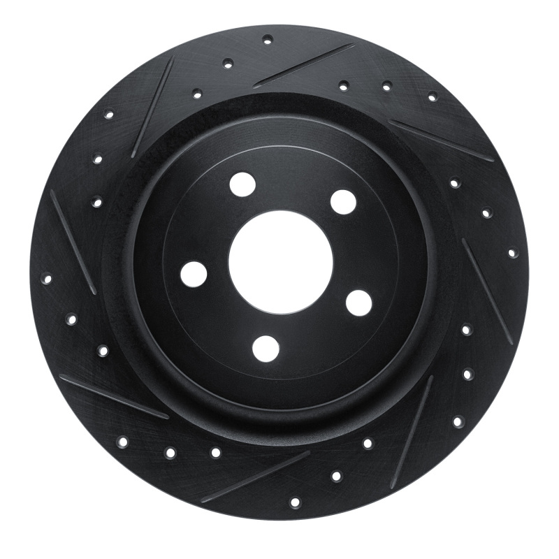 Picture of R1 21-25 Ford Mustang Mach-E Rear Left Drilled & Slotted Black Brake Rotor