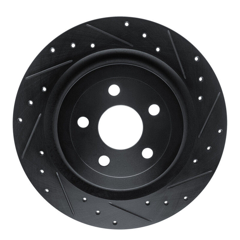 Picture of R1 21-25 Ford Mustang Mach-E Rear Right Drilled & Slotted Black Brake Rotor