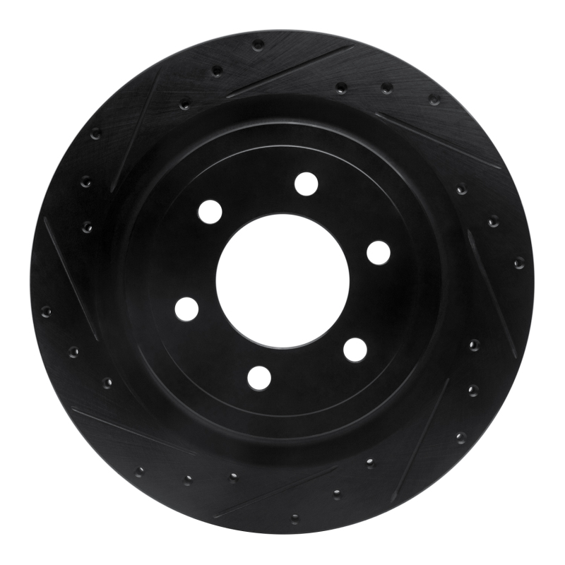 Picture of R1 21-25 Ford F-150 4WD Rear Left Drilled & Slotted Black Brake Rotor