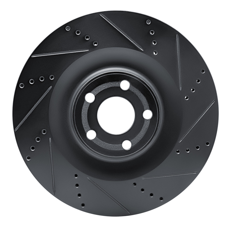 Picture of R1 21-25 Ford Mustang Mach-E Front Right Drilled & Slotted Black Brake Rotor