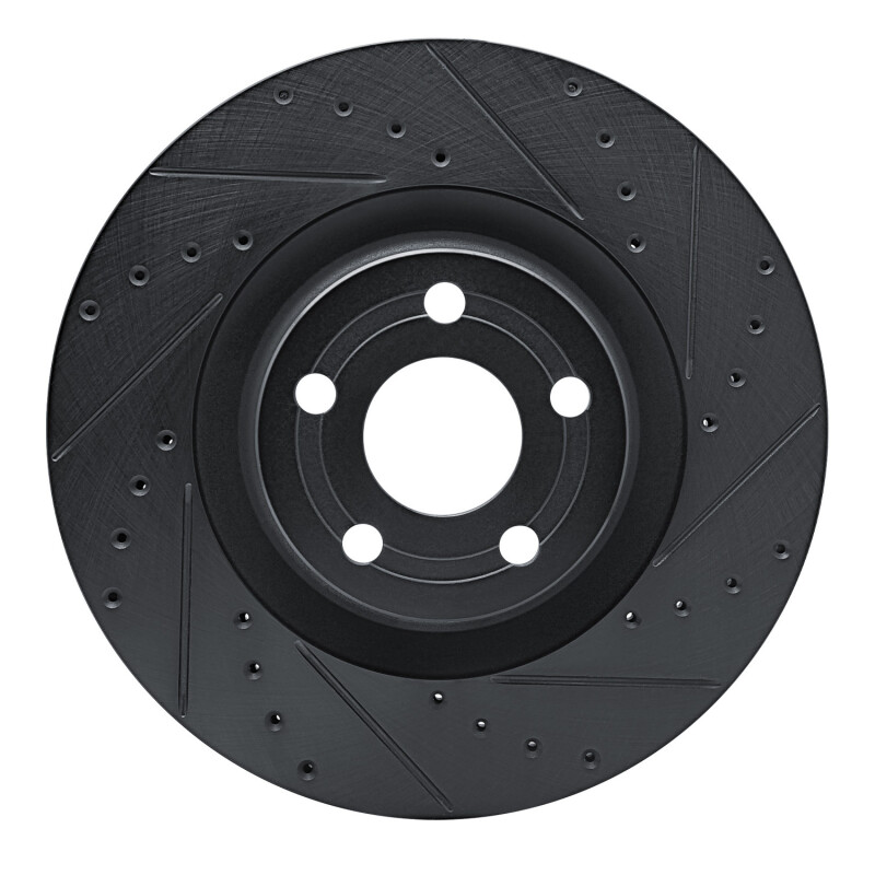 Picture of R1 22-25 Ford Maverick Front Right Drilled & Slotted Black Brake Rotor