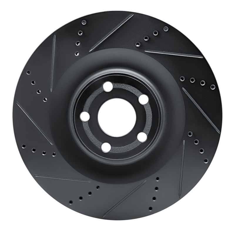 Picture of R1 21-25 Ford Mustang Mach-E Front Left Drilled & Slotted Black Brake Rotor