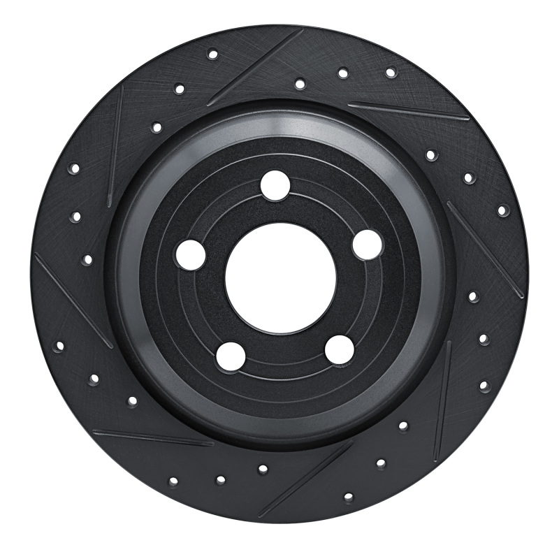 Picture of R1 22-25 Ford Maverick Rear Left Drilled & Slotted Black Brake Rotor