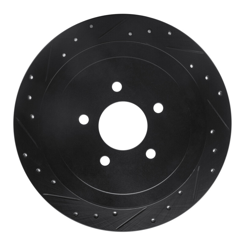 Picture of R1 03-11 Lincoln Town Car Rear Left Drilled & Slotted Black Brake Rotor