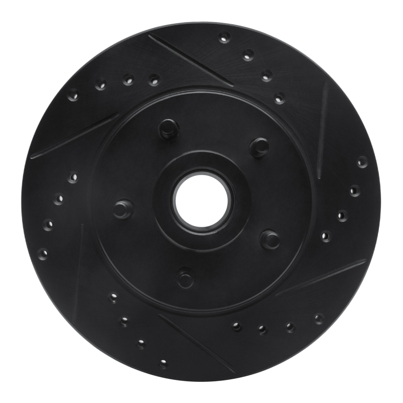 Picture of R1 84-87 Lincoln CONTINENTAL Front Right Drilled & Slotted Black Brake Rotor