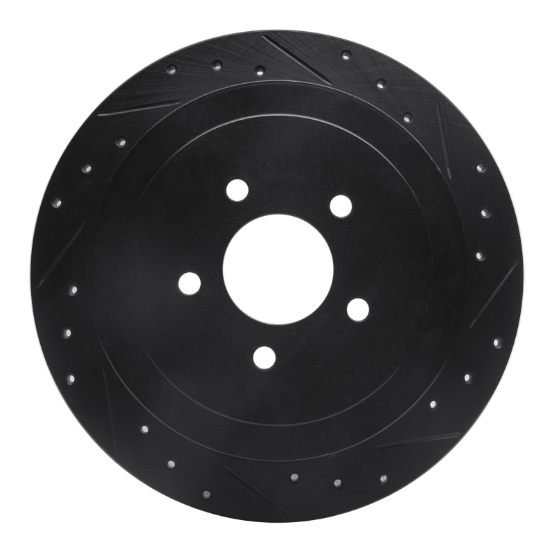 Picture of R1 03-11 Lincoln Town Car Rear Right Drilled & Slotted Black Brake Rotor