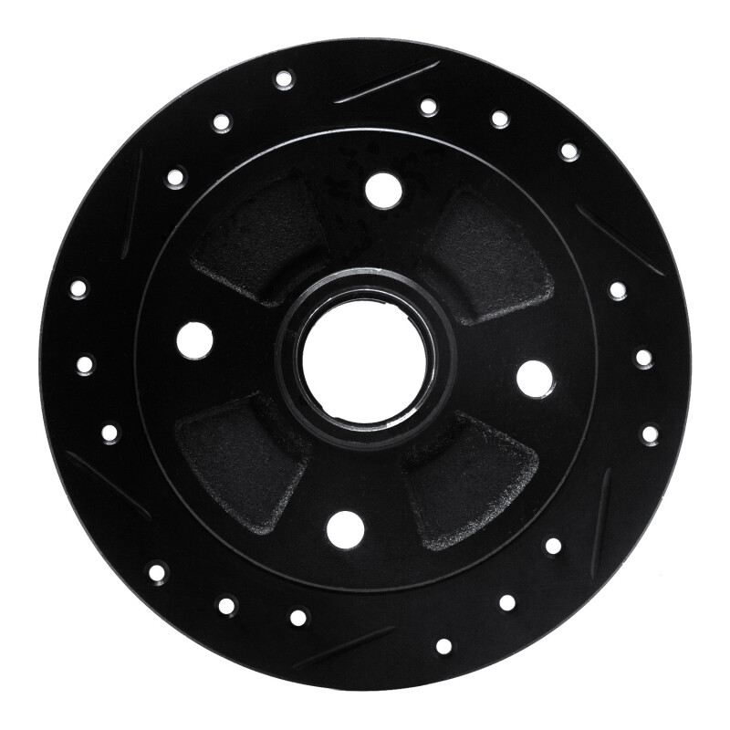 Picture of R1 87-94 Mazda 323 Rear Left Drilled & Slotted Black Brake Rotor