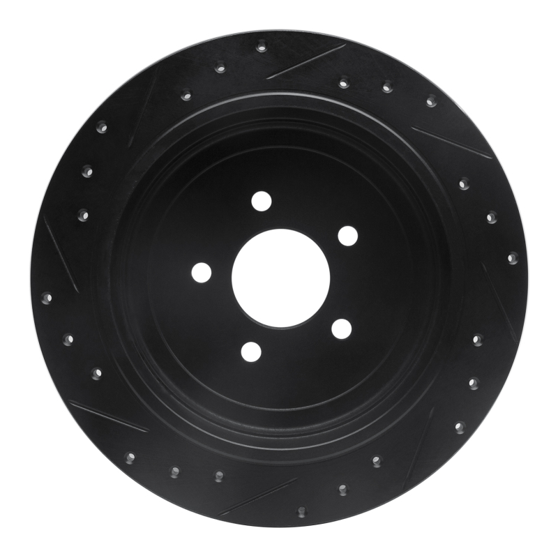 Picture of R1 03-11 Lincoln Town Car Rear Right Drilled & Slotted Black Brake Rotor