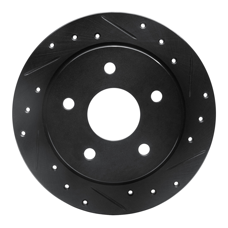 Picture of R1 88-89 Merkur SCORPIO Rear Right Drilled & Slotted Black Brake Rotor