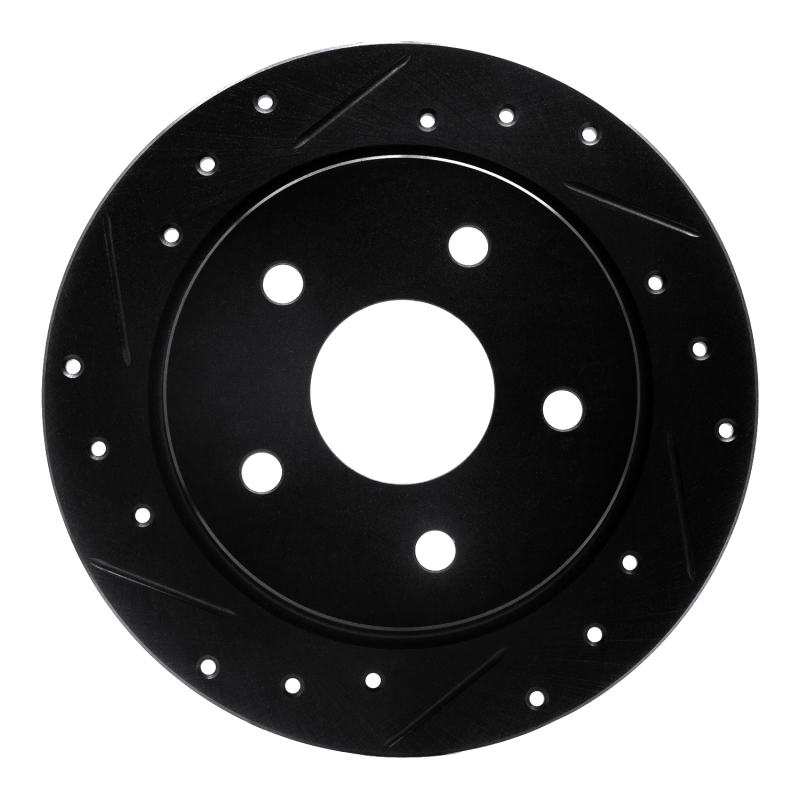 Picture of R1 88-89 Merkur SCORPIO Rear Left Drilled & Slotted Black Brake Rotor