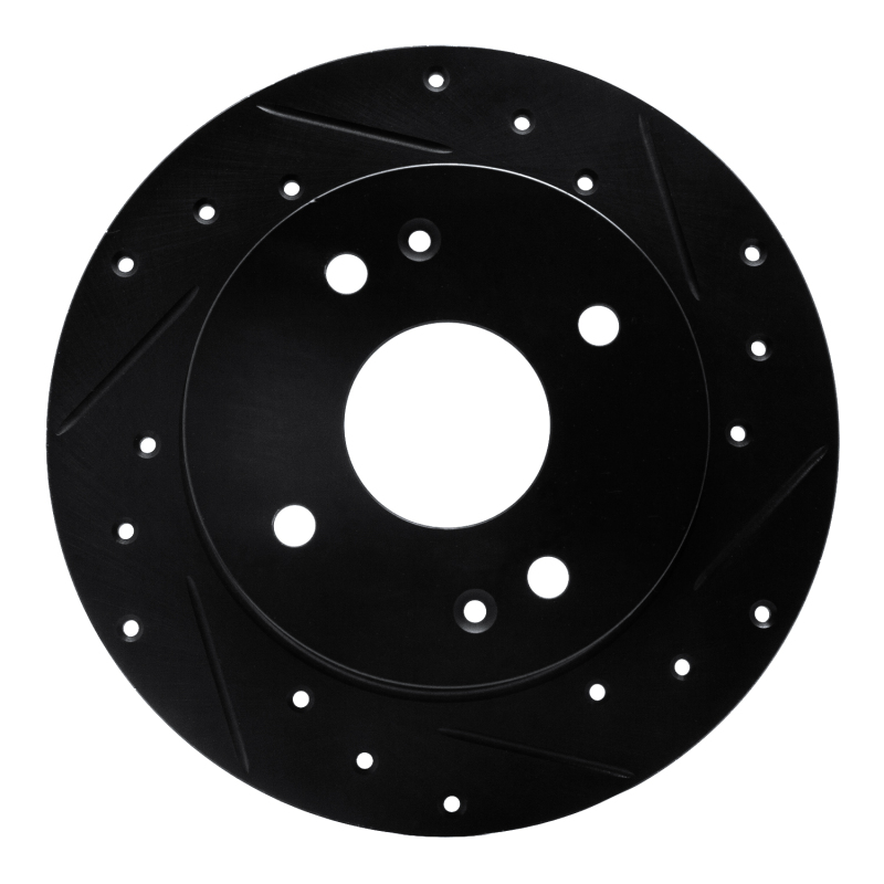 Picture of R1 92-94 Acura Vigor Rear Right Drilled & Slotted Black Brake Rotor