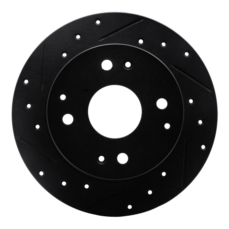 Picture of R1 95-98 Acura TL Rear Left Drilled & Slotted Black Brake Rotor