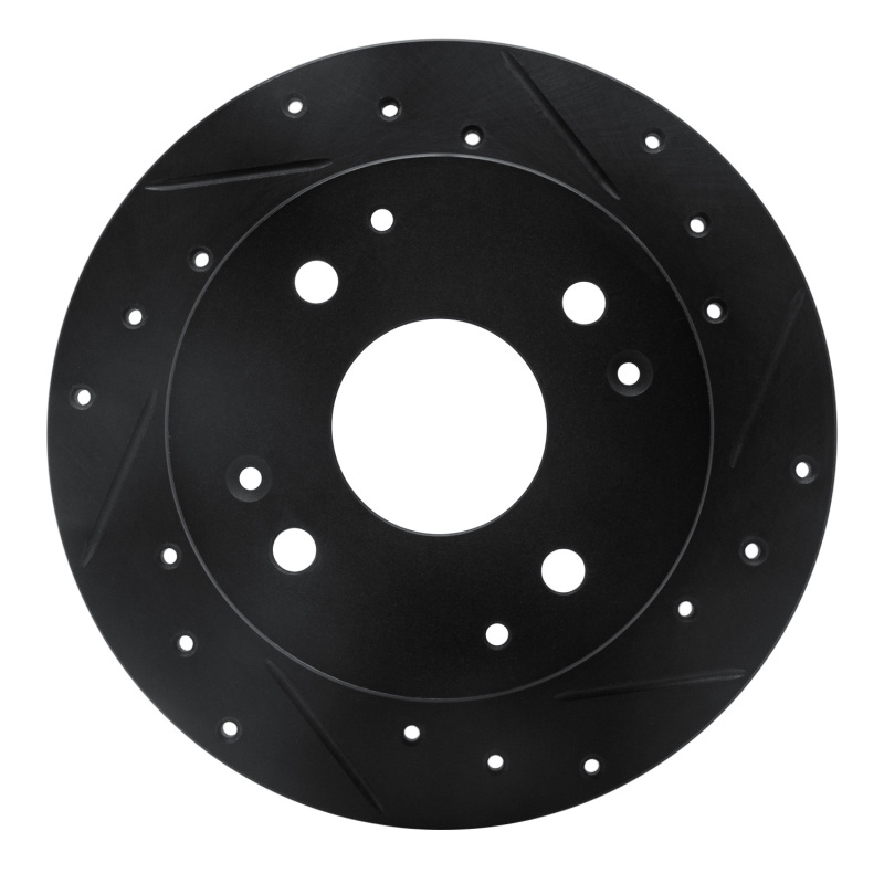 Picture of R1 95-98 Acura TL Rear Right Drilled & Slotted Black Brake Rotor
