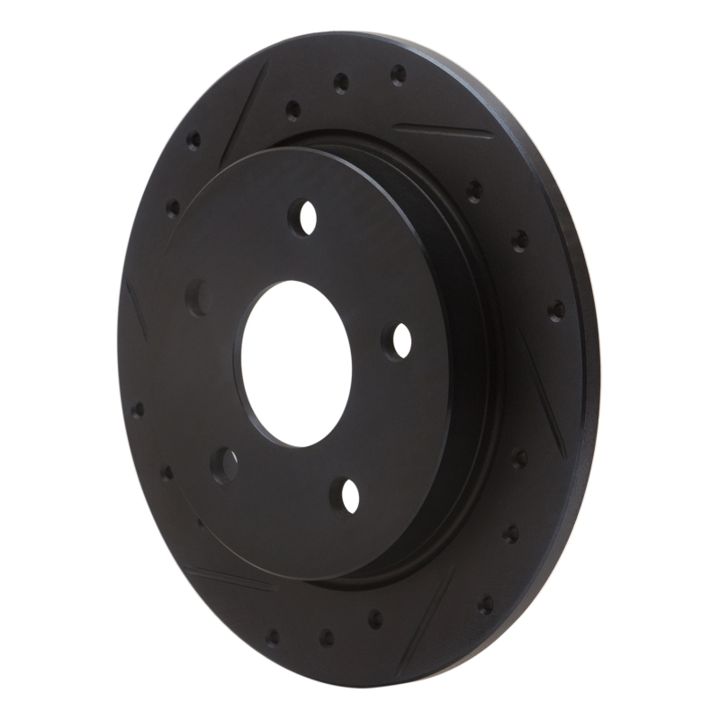 Picture of R1 88-89 Merkur SCORPIO Rear Left Drilled & Slotted Black Brake Rotor
