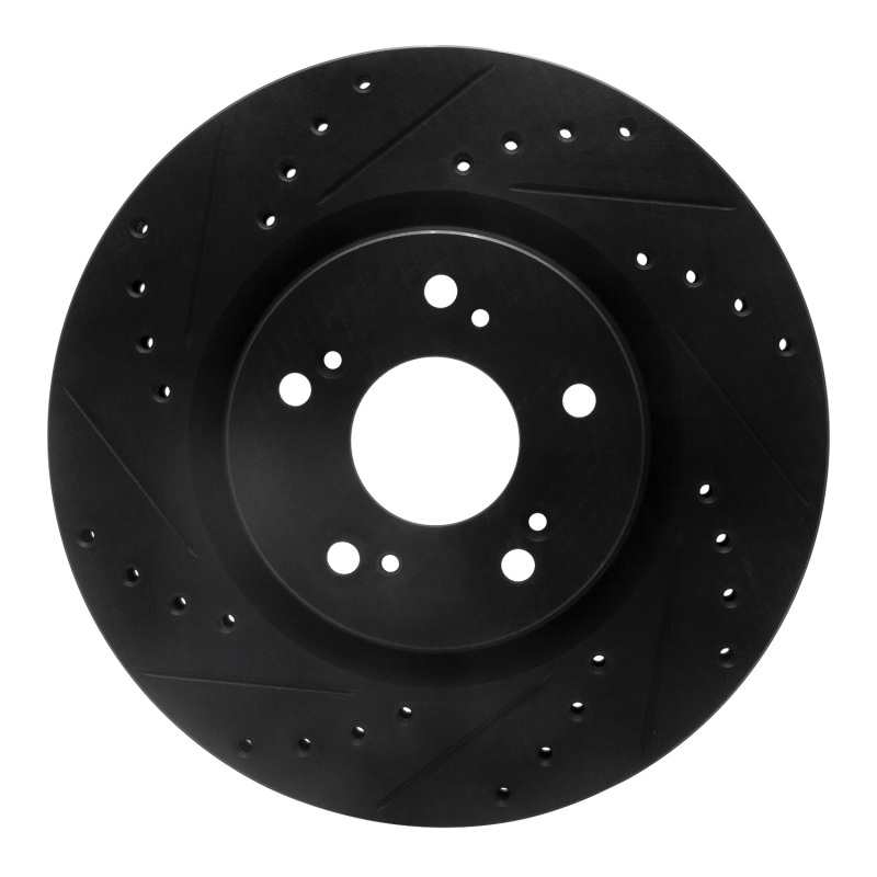 Picture of R1 97-05 Acura NSX Rear Left Drilled & Slotted Black Brake Rotor