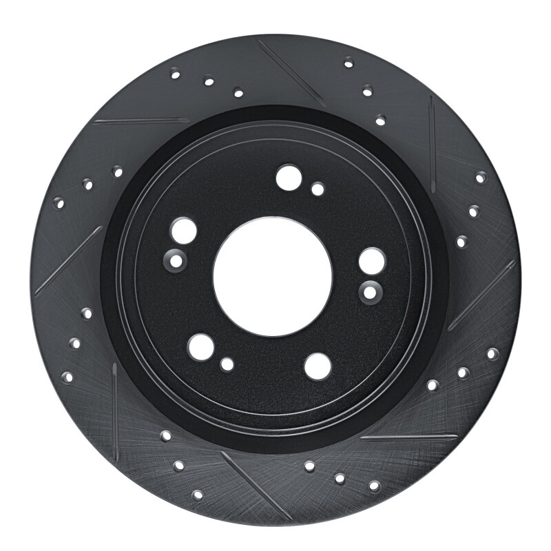 Picture of R1 14-20 Acura RLX Rear Right Drilled & Slotted Black Brake Rotor
