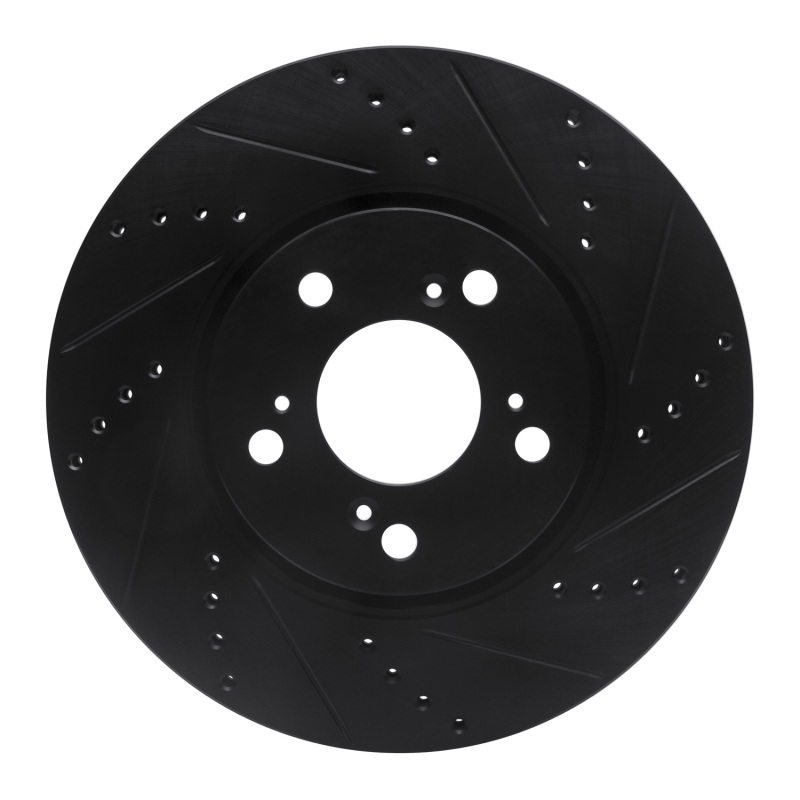 Picture of R1 14-20 Acura RLX Front Right Drilled & Slotted Black Brake Rotor