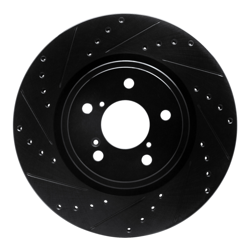 Picture of R1 17-20 Acura MDX Front Left Drilled & Slotted Black Brake Rotor