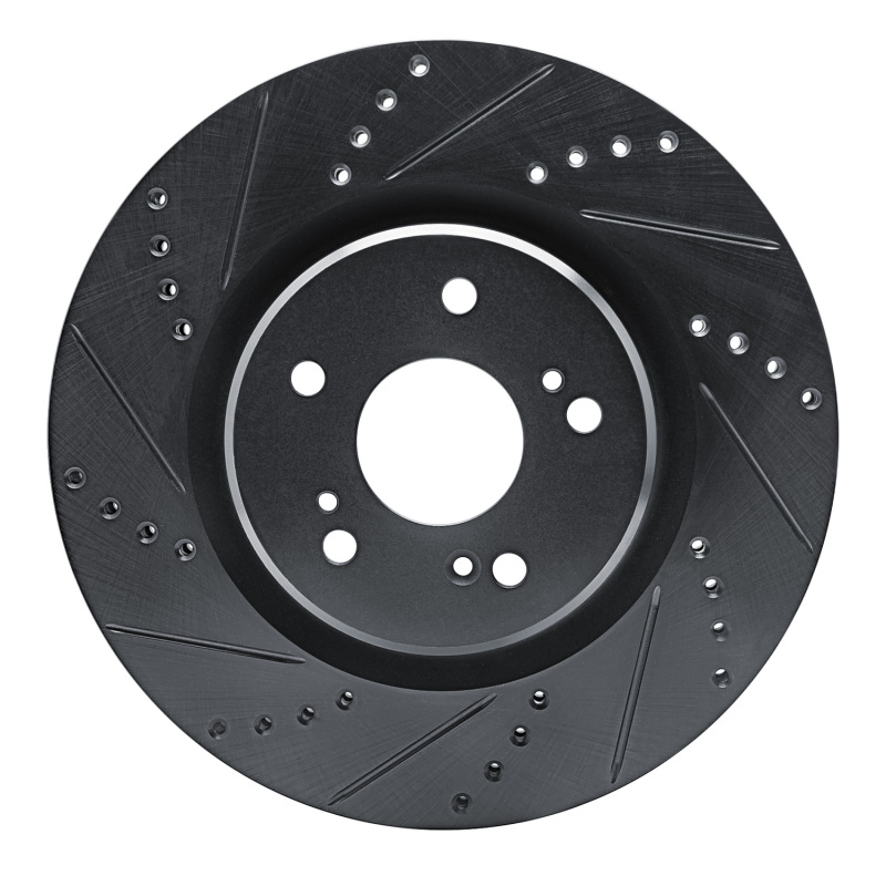 Picture of R1 19-25 Acura RDX Front Left Drilled & Slotted Black Brake Rotor