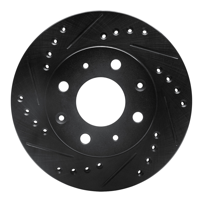 Picture of R1 82-83 Honda Accord Hatchback Front Left Drilled & Slotted Black Brake Rotor