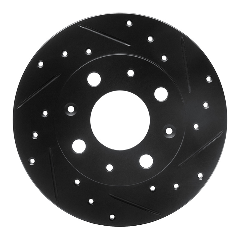 Picture of R1 79-83 Honda Civic Front Right Drilled & Slotted Black Brake Rotor