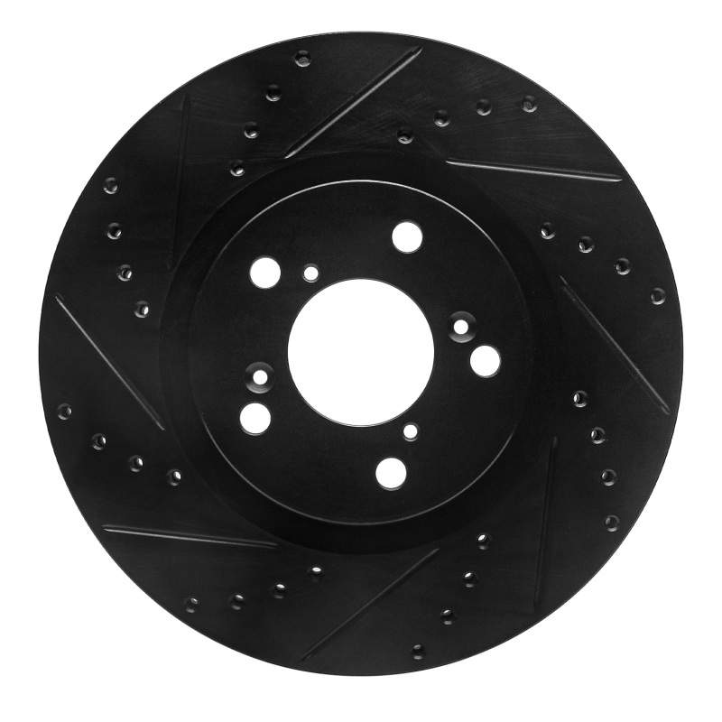 Picture of R1 09-14 Acura TL Front Left Drilled & Slotted Black Brake Rotor
