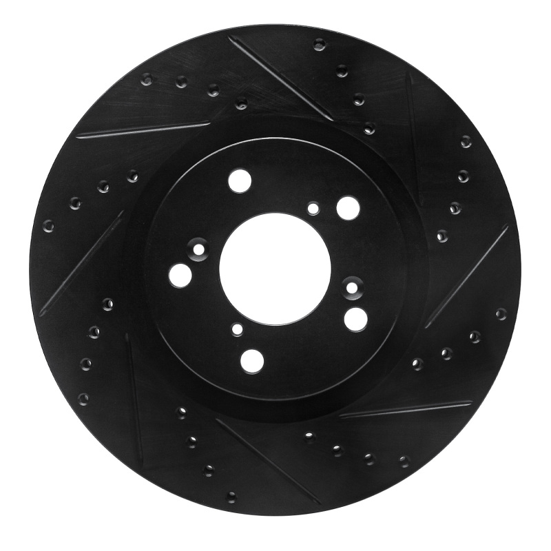 Picture of R1 09-14 Acura TL Front Right Drilled & Slotted Black Brake Rotor