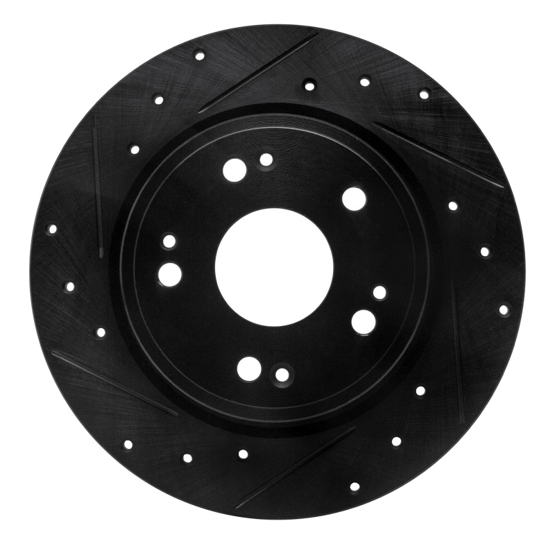 Picture of R1 16-16 Honda CR-Z Rear Left Drilled & Slotted Black Brake Rotor