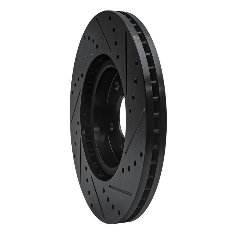 Picture of R1 09-14 Acura TL Front Left Drilled & Slotted Black Brake Rotor