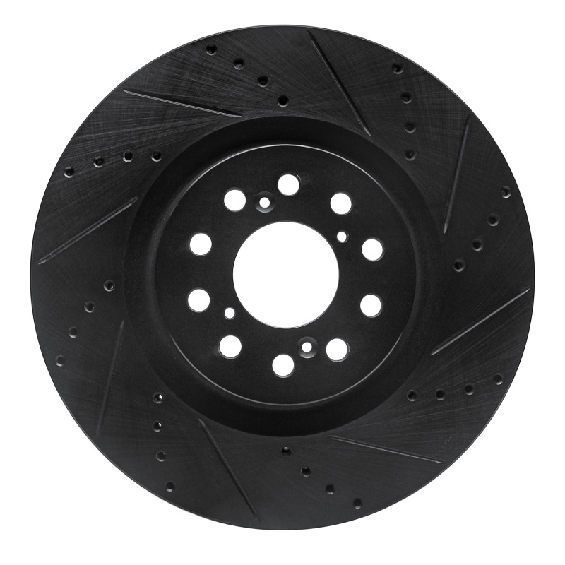 Picture of R1 17-25 Acura Integra Front Left Drilled & Slotted Black Brake Rotor