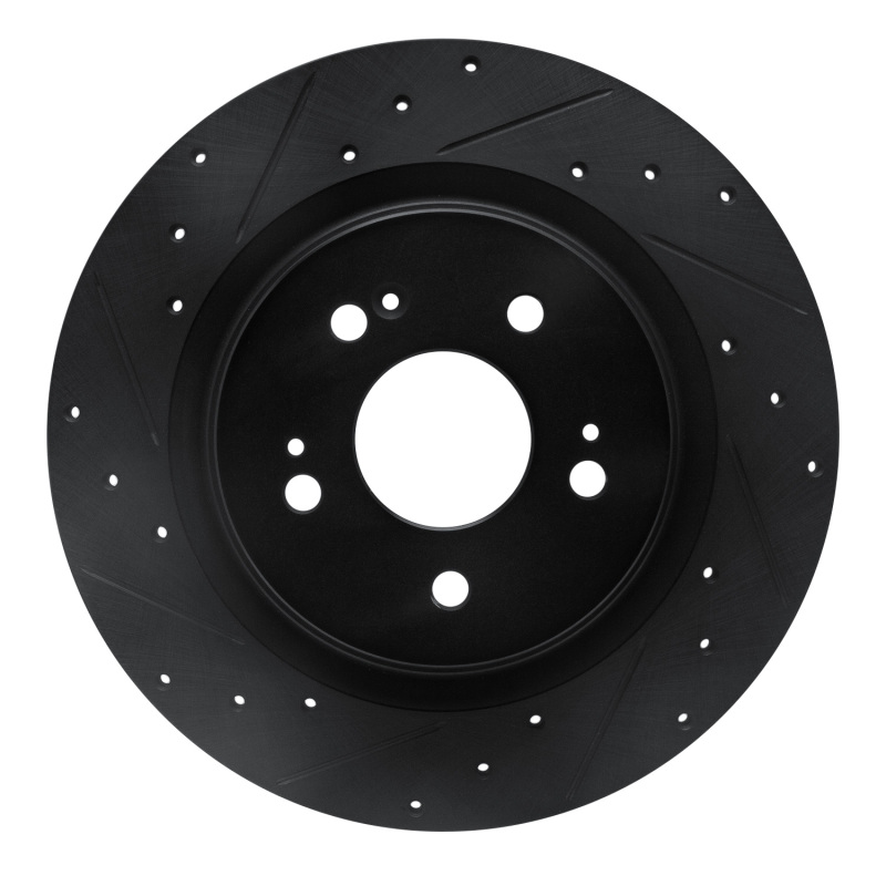 Picture of R1 18-25 Honda Odyssey Rear Left Drilled & Slotted Black Brake Rotor