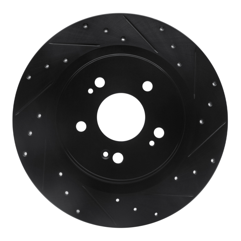 Picture of R1 18-25 Honda Odyssey Rear Right Drilled & Slotted Black Brake Rotor