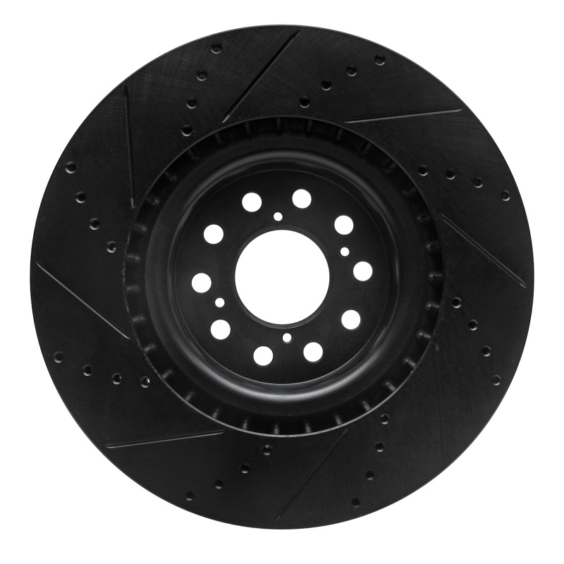 Picture of R1 17-25 Acura Integra Front Right Drilled & Slotted Black Brake Rotor