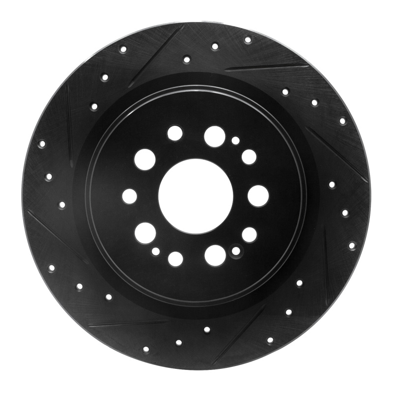 Picture of R1 17-25 Acura RDX Rear Left Drilled & Slotted Black Brake Rotor